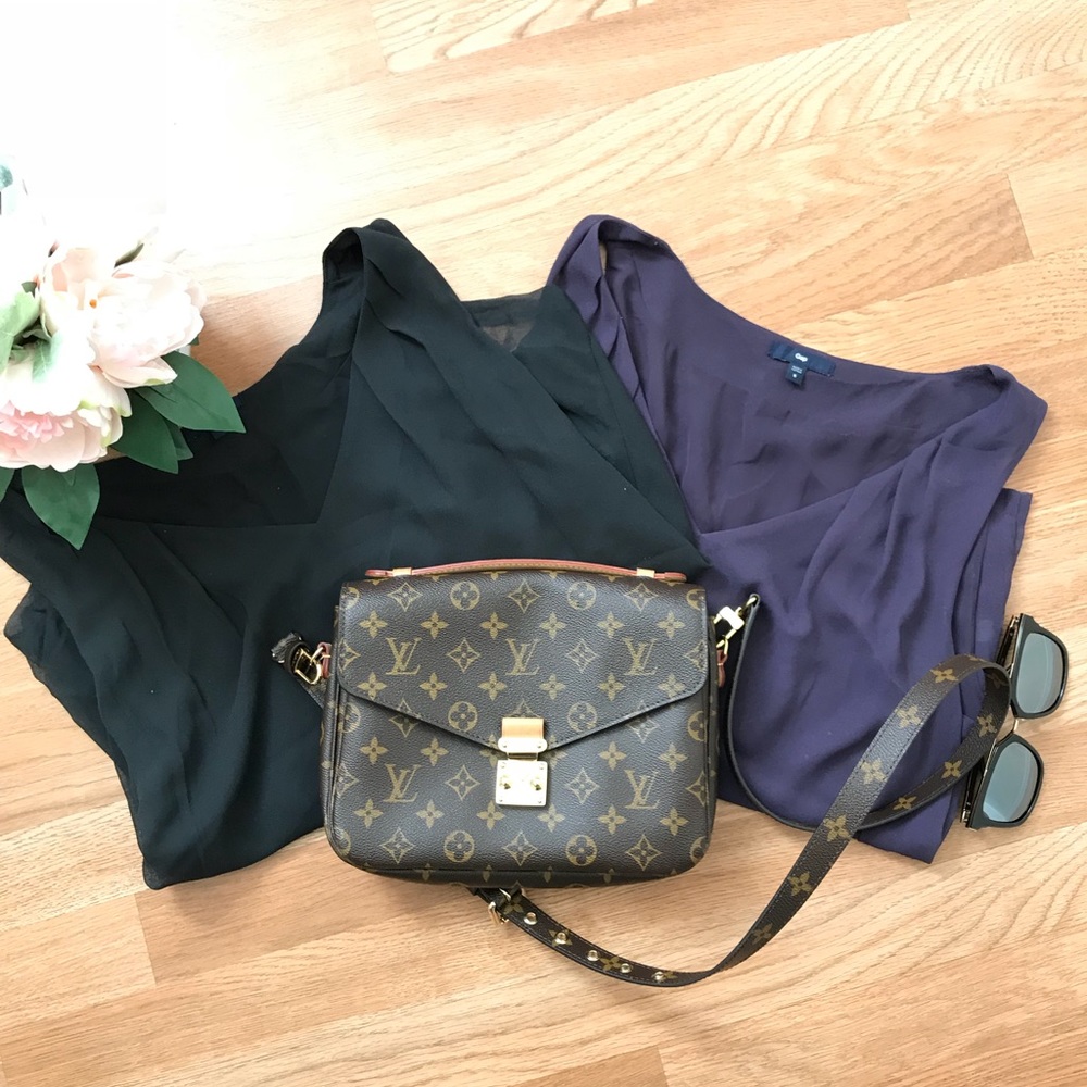 Bundle of Gap chiffon tank top black and purple